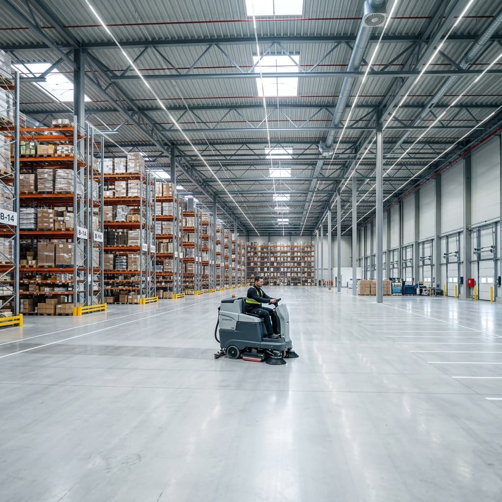 High-end modern logistics facility or large warehouse floor in Central Massachusetts